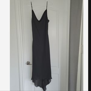 Black spaghetti strap evening gown, size 8